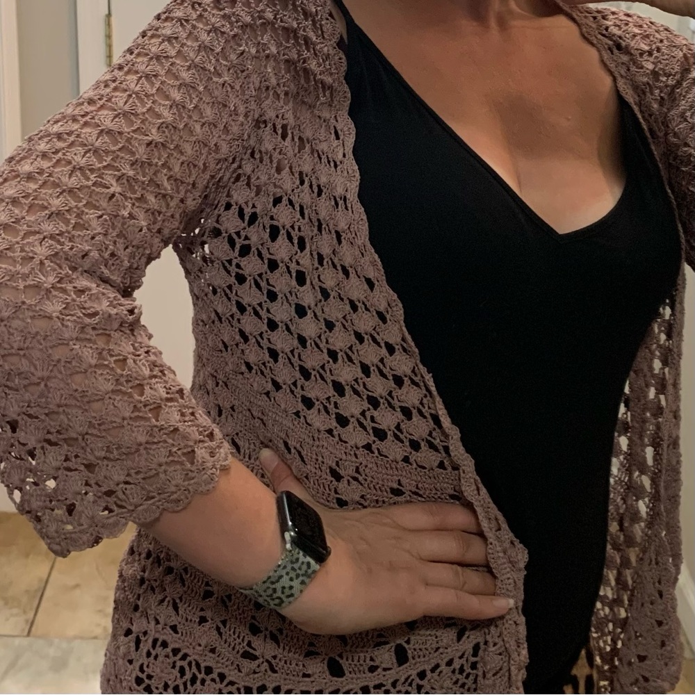 Gold Hawk Crochet Linen Cardigan